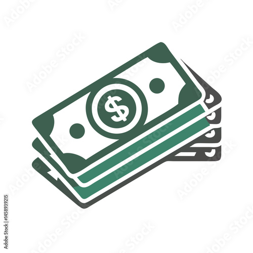 Stack of Dollar Bills Icon Representing Cash, Finance, and Payment