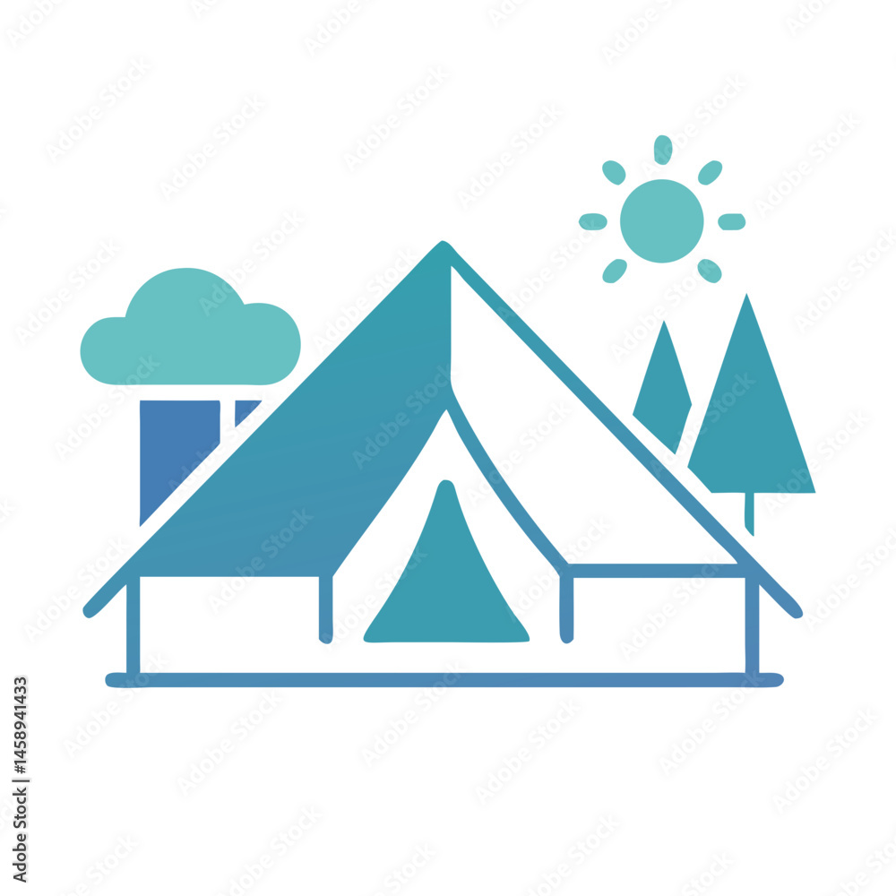 Tent Icon Representing Camping or Outdoor Activity and Adventure Tent Icon Representing Camping or Outdoor Activity and Adventure