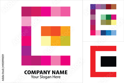 Business card template, letter C