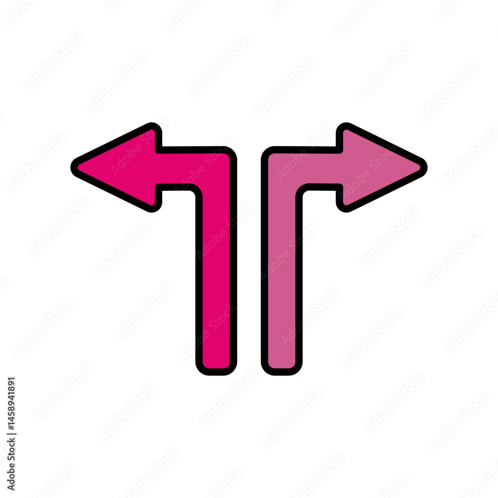 Pink Arrow Choice Decision Direction Guide Navigation Icon Graphic Pink Arrow Choice Decision Direction Guide Navigation Icon Graphic