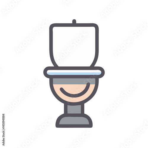 Toilet Bowl Icon Representing Bathroom Fixture and Sanitary Ware
