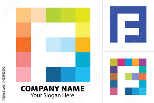 Modern colorful alphabet letters font logo F. Typography luxury minimal lettering fonts decorative wedding