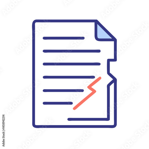 Torn Legal Agreement Document Icon Representing Contract Termination or Dispute