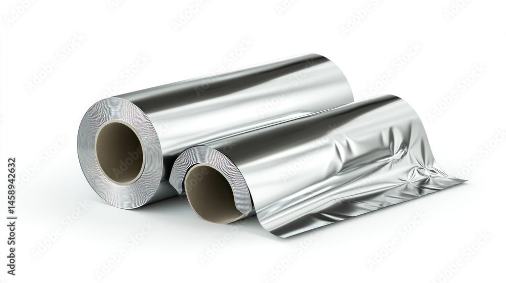 Fototapeta premium Two rolls of shiny aluminum foil (1)