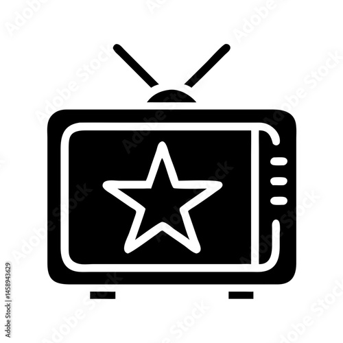 TV with Star Icon Representing Fame and Entertainment Television