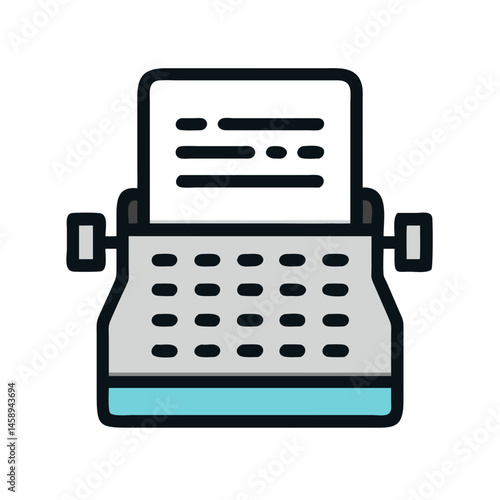 Typewriter Icon Representing Writing or Typing in Vintage Style
