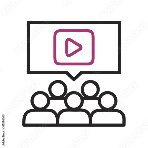 Video Play with Audience Icon Representing Media Streaming and Viewer Engagement
