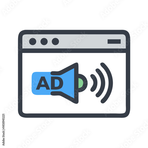 Web Browser with Sound Icon Representing Web Audio and Online Media Playback