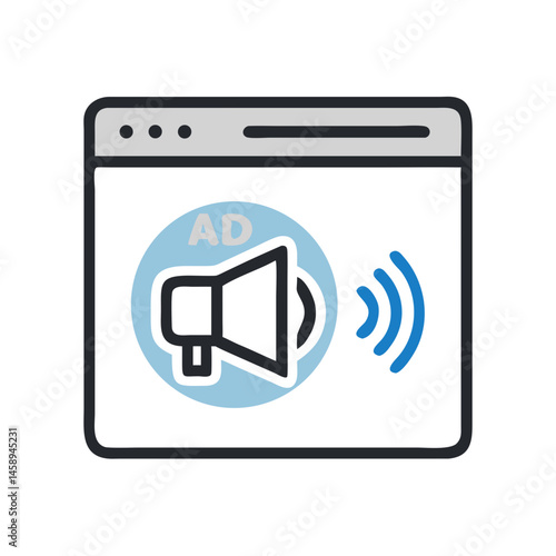 Web Browser with Sound Icon Representing Web Audio and Online Media Playback