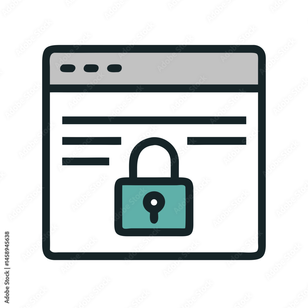 Web Page with Secure Lock Icon Representing Online Security and Encrypted Access Web Page with Secure Lock Icon Representing Online Security and Encrypted Access