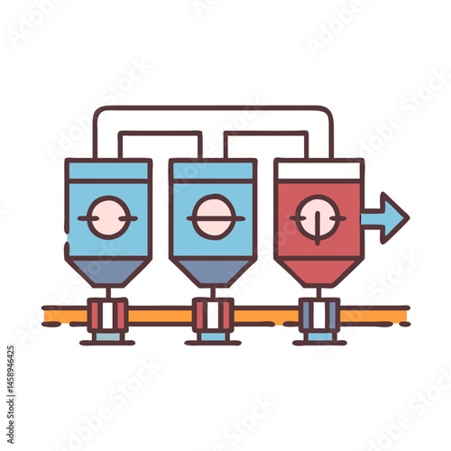 Wine Filtration System Icon Representing Industrial Beverage Purification Process