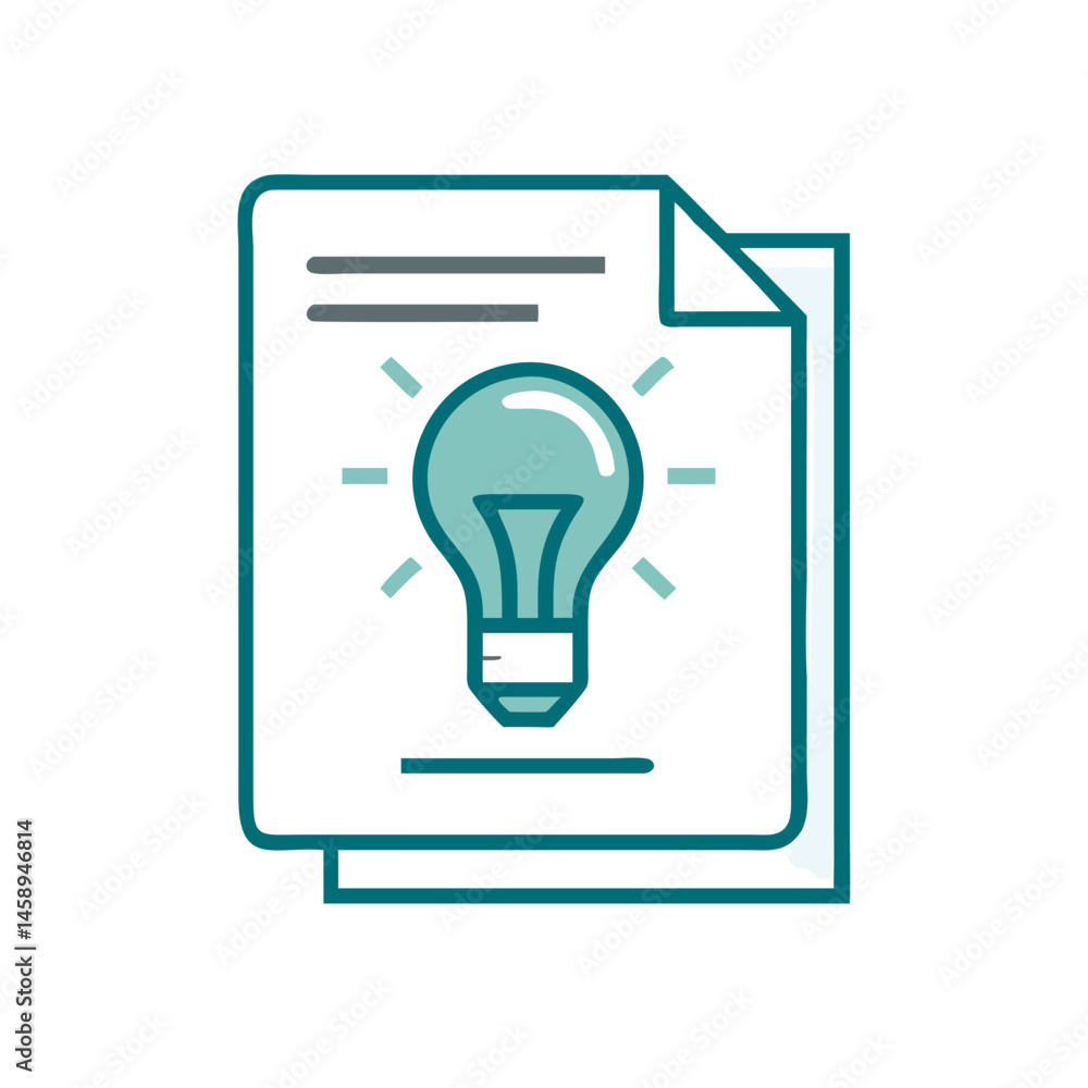 Minimalist Illustration of a Document with a Light Bulb Design Minimalist Illustration of a Document with a Light Bulb Design