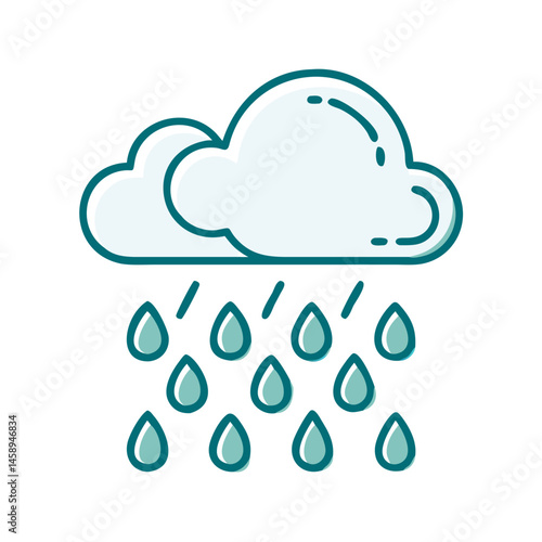 Minimalist cloud raining droplets in soft colors  