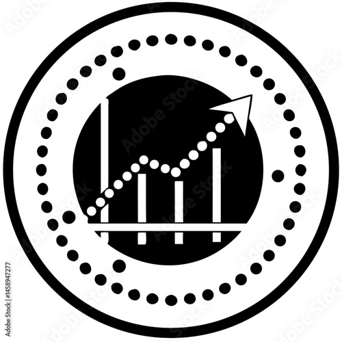 Minimalist icon of a business growth chart in black and white  