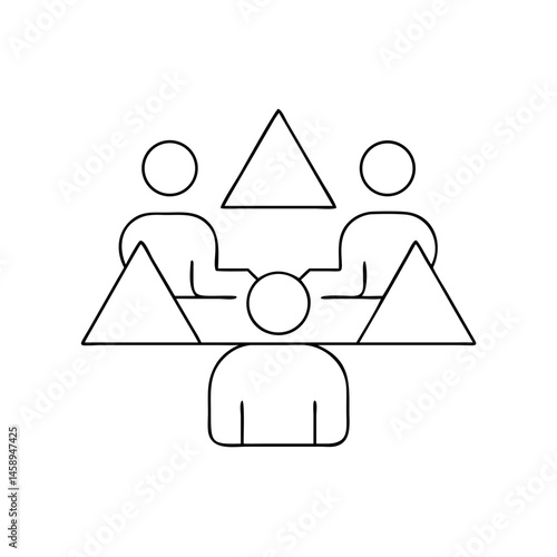 Abstract team collaboration icon with geometric shapes  