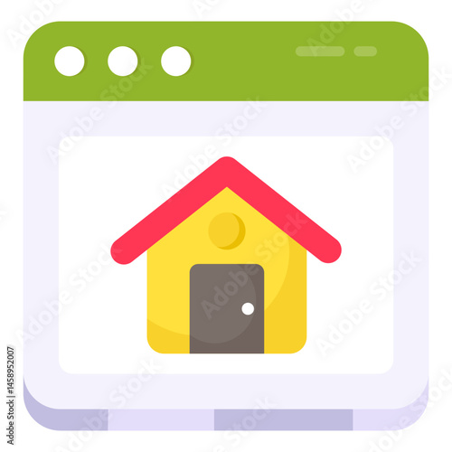 Online House Hunting Website Browser Window Icon Illustration