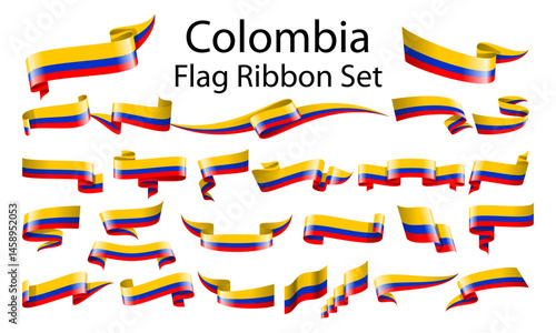 Colombia ribbon flag set
