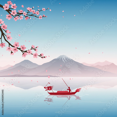 Serene Dragon Boat & Cherry...