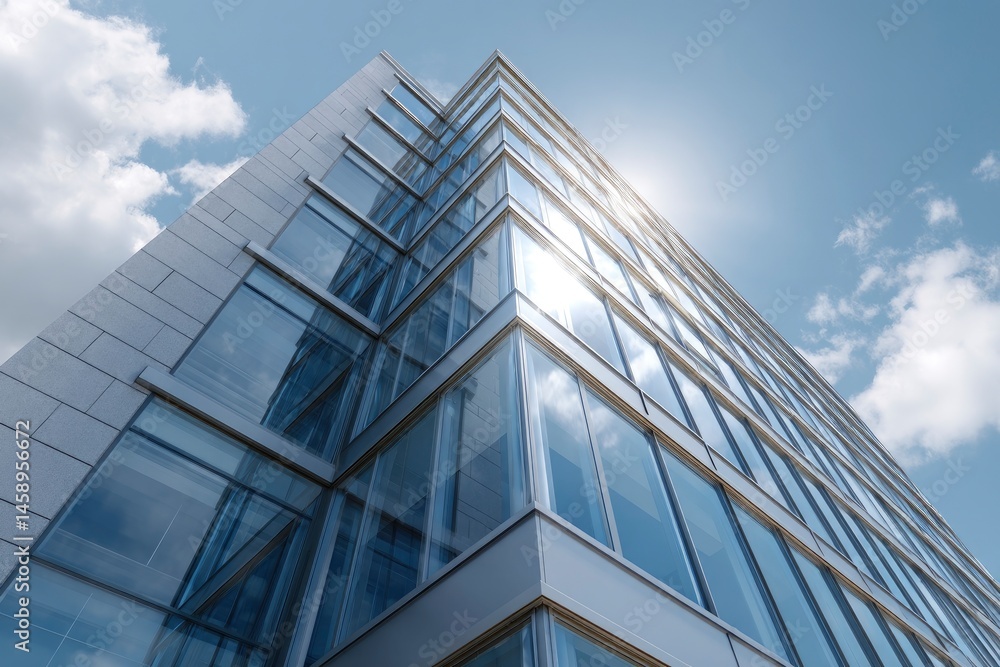 Modern Glass Building Against Sky Modern Glass Building Against Sky