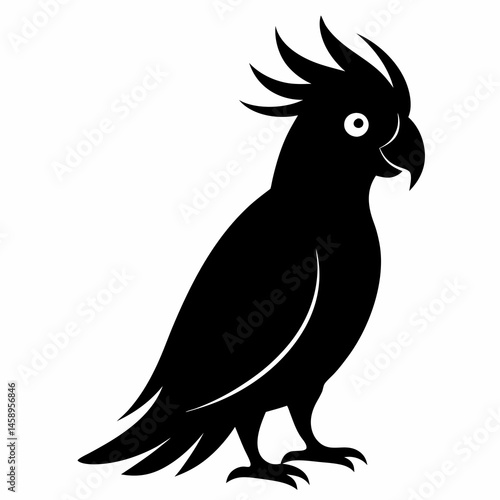 Elegant Black Cockatoo Outline