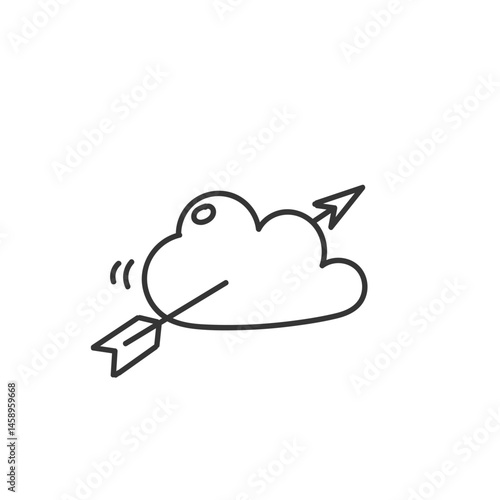 doodle arrow pierces the cloud 