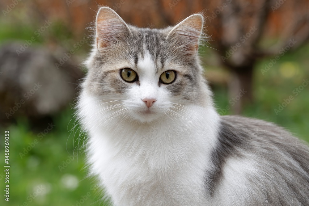 Gray and White Cat Portrait Gray and White Cat Portrait