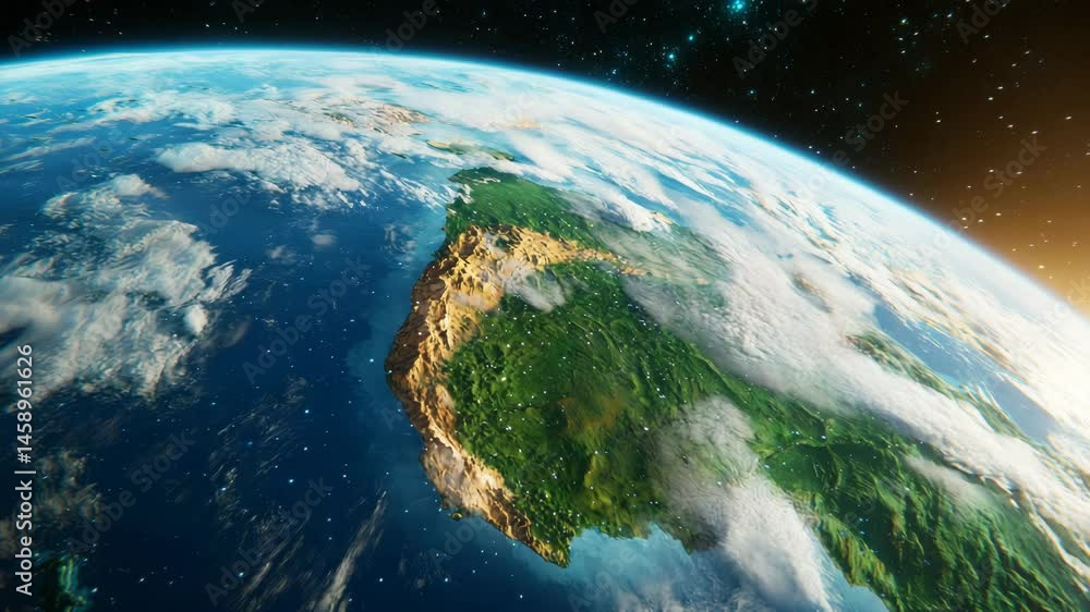 Vibrant View of Earth with Detailed Geography and Natural Landscapes Vibrant View of Earth with Detailed Geography and Natural Landscapes