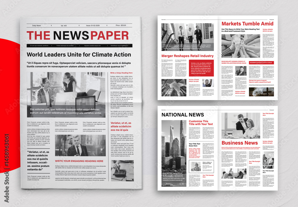 Clean Newspaper Design Layout Stock Template | Adobe Stock