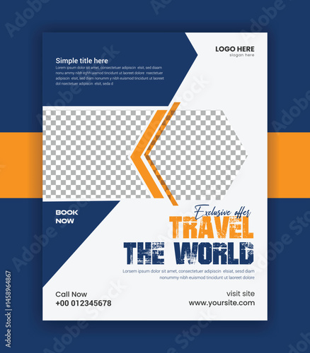 Travel Agency Flyer banner design and vacation traveling vector template