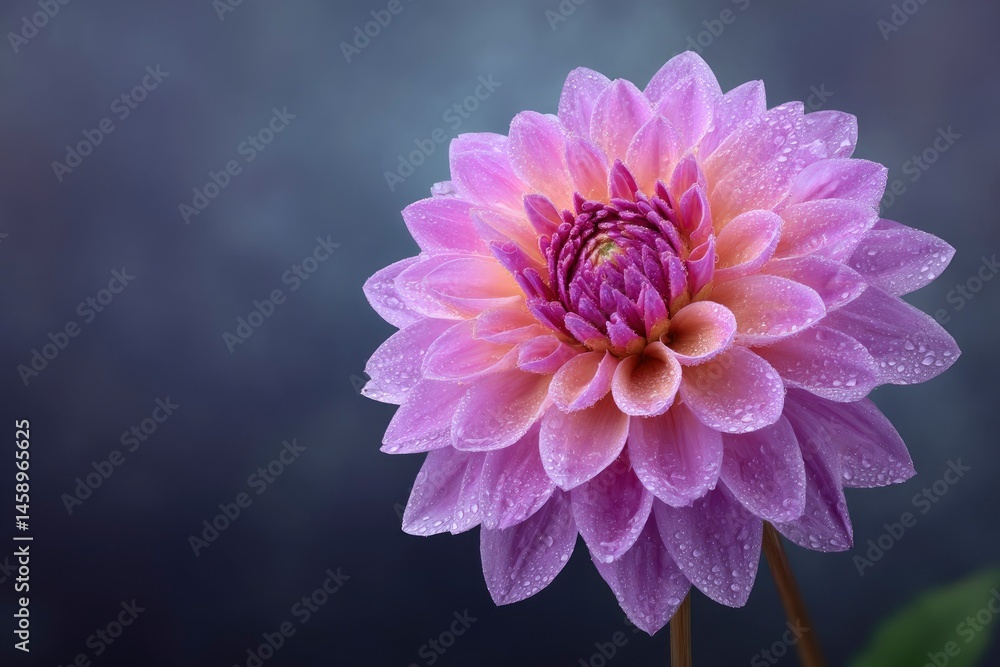 Pink Dahlia Flower with Water Droplets Pink Dahlia Flower with Water Droplets