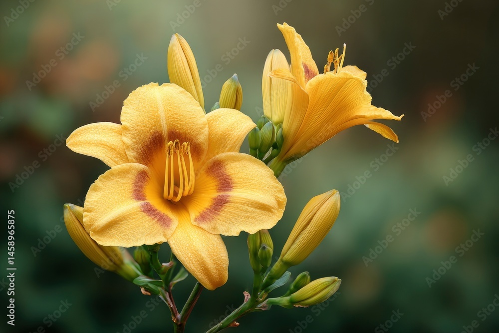 Fototapeta premium Yellow Lily with Bud