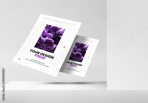 Flying Poster Mockup Template