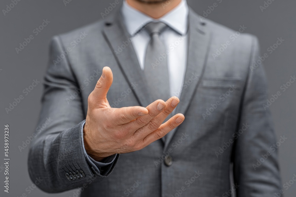 Fototapeta premium Man in Suit Reaching Hand Out