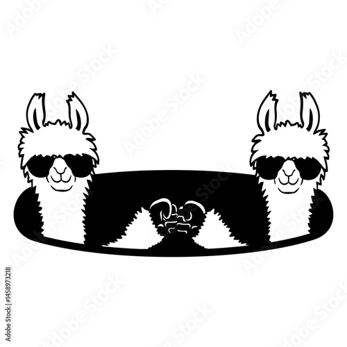 2 Llamas Team Friends Sunglasses Fist Pump Hole Isolated Vector Graphic Design Illustration
