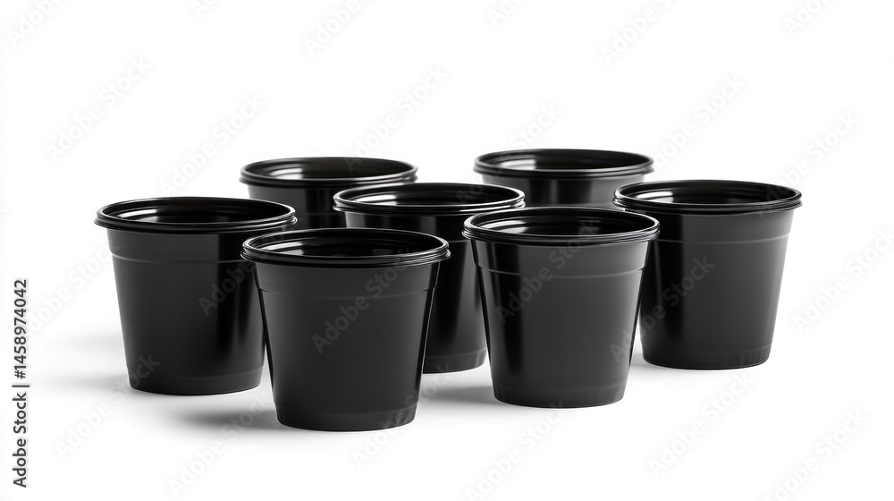 Set of black plastic cups Set of black plastic cups