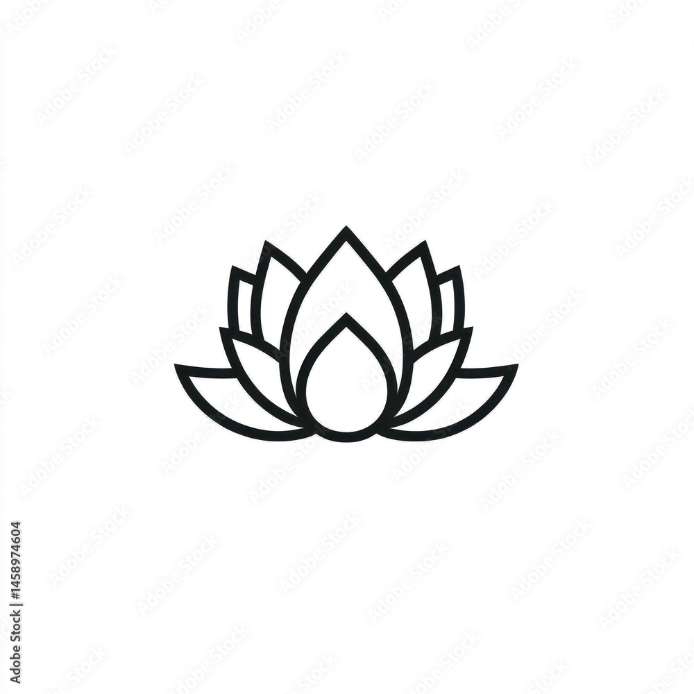 Fototapeta premium Simple Lotus Flower Line Art Illustration
