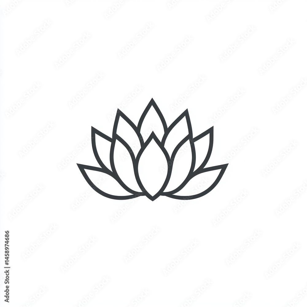 Fototapeta premium Simple lotus flower icon, design element, spiritual symbol