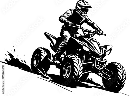 ATV Rider Silhouette on Mountain Trip Adventure