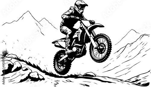 ATV Rider Silhouette on Mountain Trip Adventure