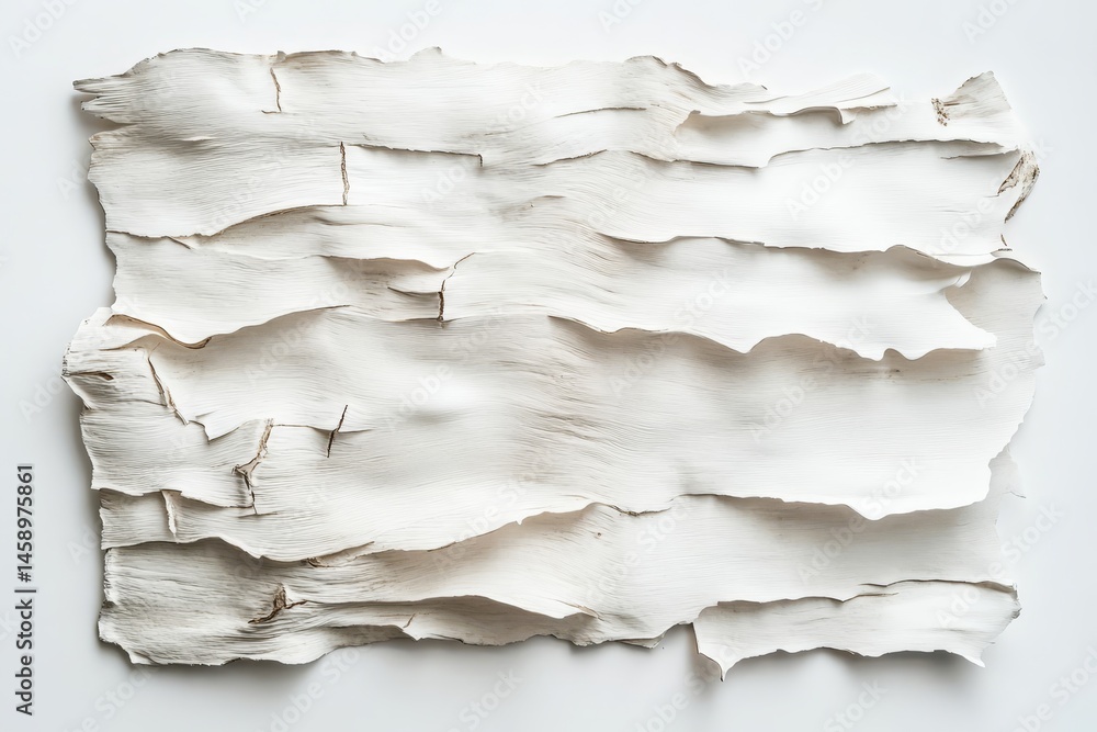 Fototapeta premium A textured, light beige clay sheet with rough, layered ridges.