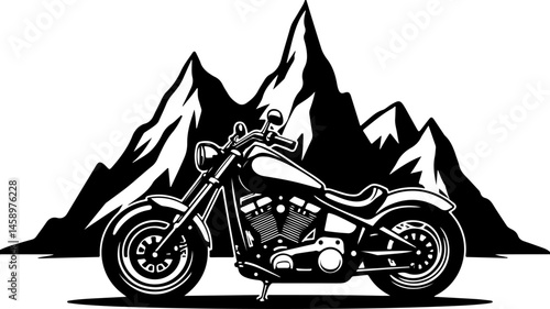 ATV Rider Silhouette on Mountain Trip Adventure