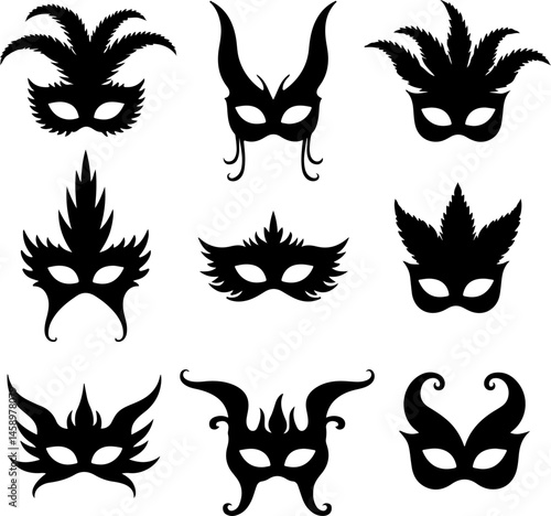 Fantasy Masquerade and Carnival Mask Silhouettes Collection