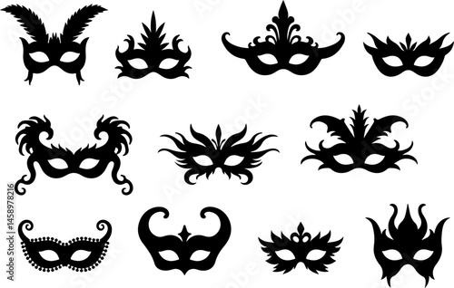 Fantasy Masquerade and Carnival Mask Silhouettes Collection