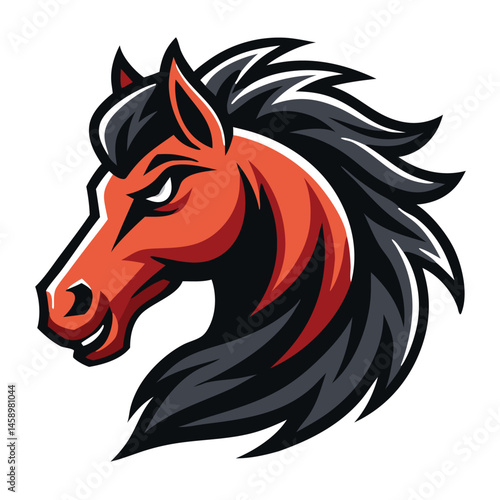 Wallpaper Mural An orange horse head shows dark mane and sharp, stylized features on a white backdrop Torontodigital.ca