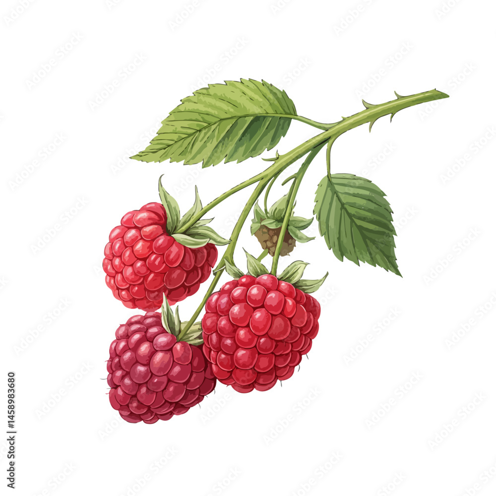 raspberry with leaves raspberry with leaves