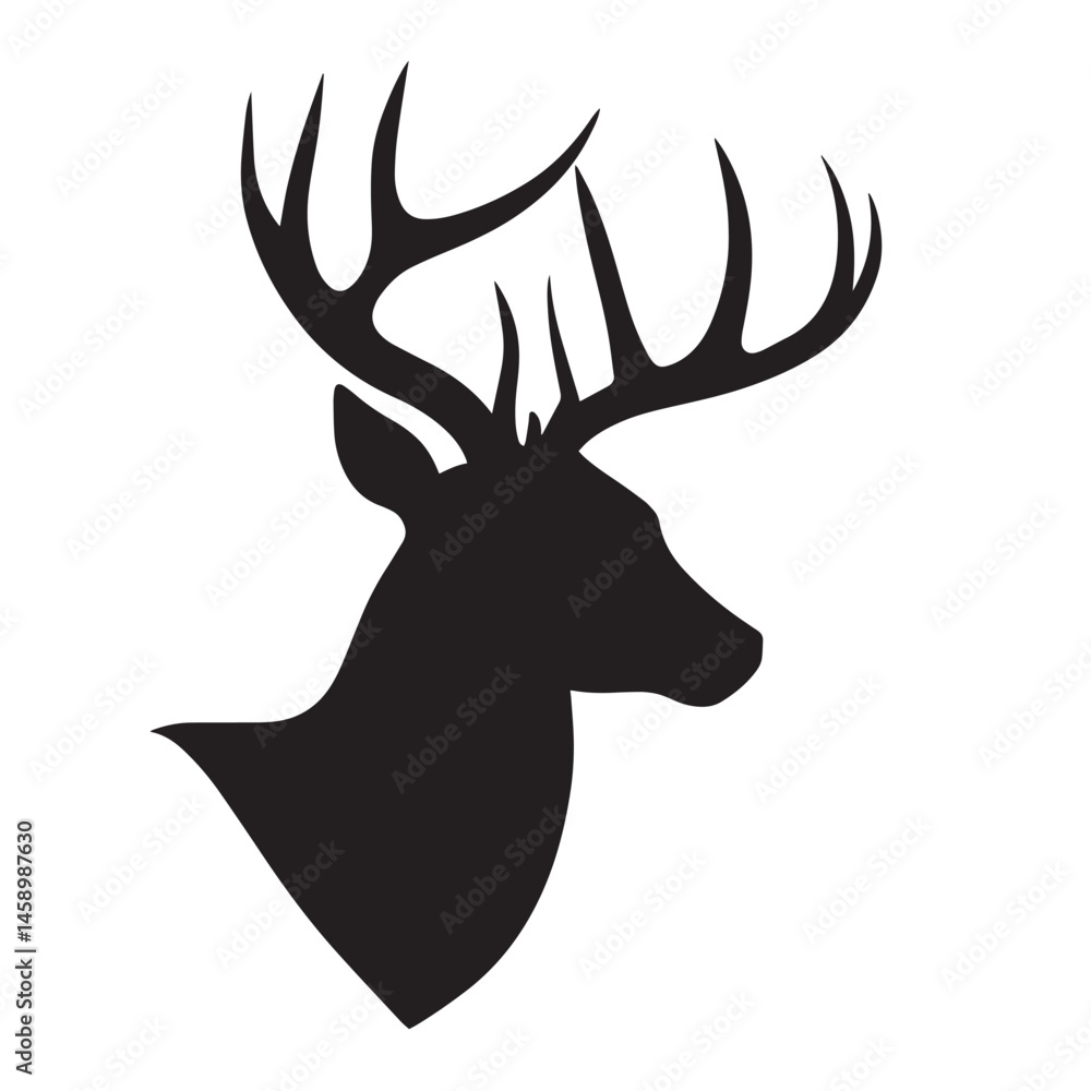 Naklejka premium Vector silhouette set of deer head on white background