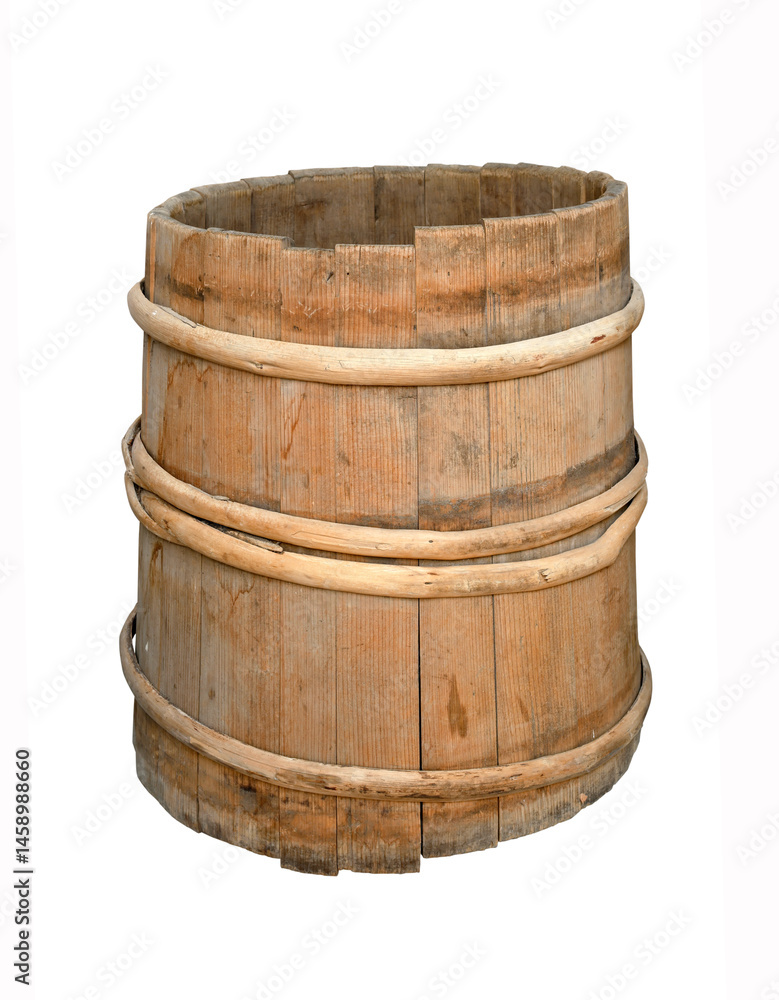 Obraz premium Wooden old barrel isolated