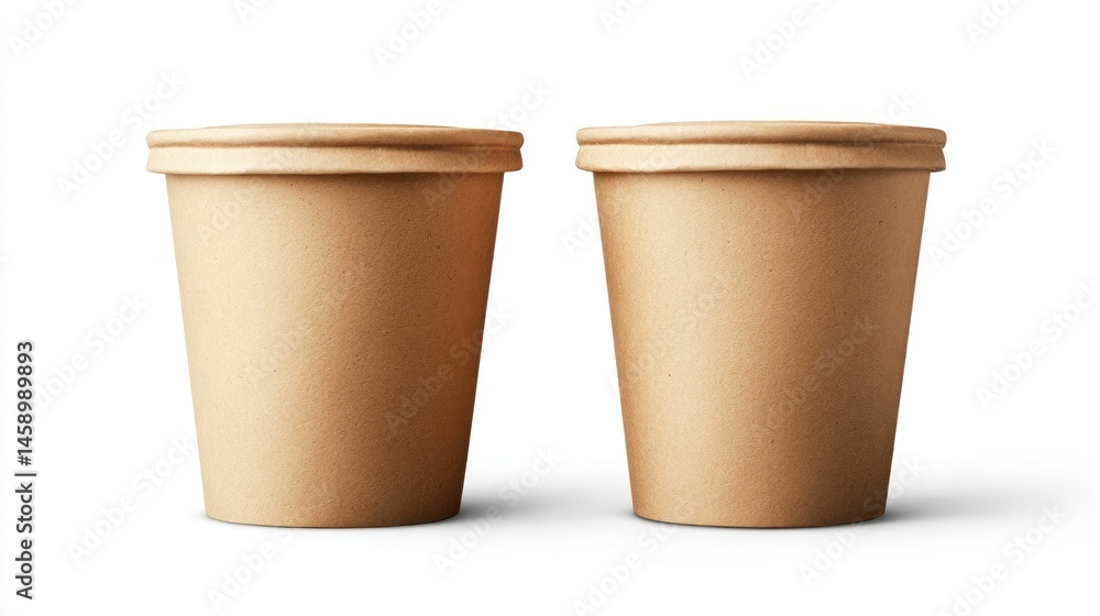Two light brown paper disposable cups Two light brown paper disposable cups