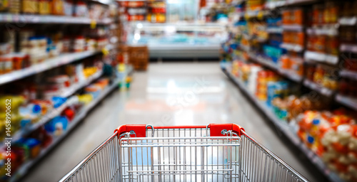 Obraz na płótnie Chariot dans allée de supermarché