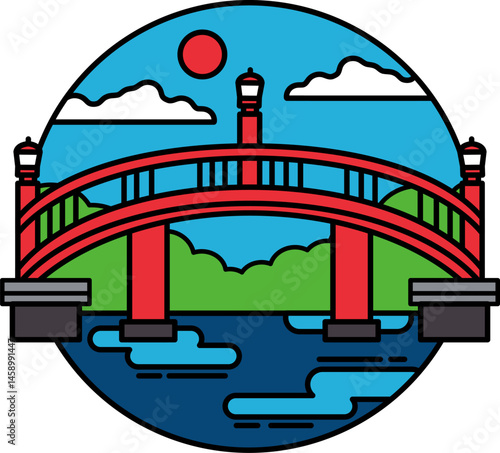icon of a traditional Japanese bridge over a river